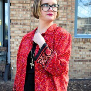 Red Paisley Long Sleeve Buttons Down